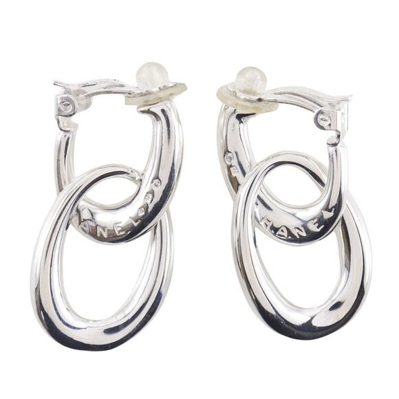 Chanel Double Hoop Silver 925 Earrings